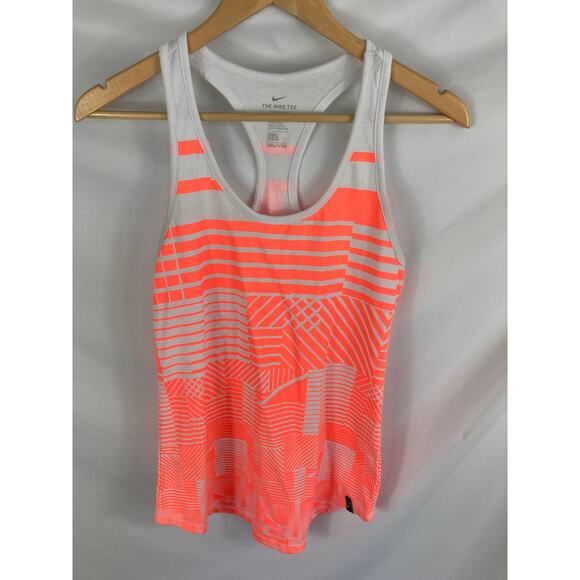 Nike Womans Neon Orange and White Athletic Racerback Relaxed Fit Tank Size XS - Picture 1 of 4